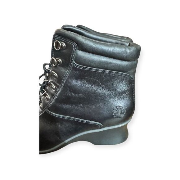 Timberland Women’s Black Leather Wedge Ankle Boots / SZ: 10 - Picture 8 of 10